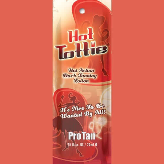 Pro Tan Hot Tottie solarium accelerator lotion with tingle in orange and red packaging