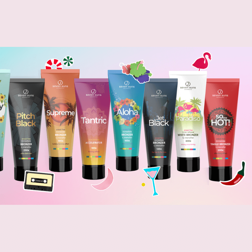 Cream for solarium 7suns Supreme Bronzer for dark tan, comprehensive skin care, 250 ml