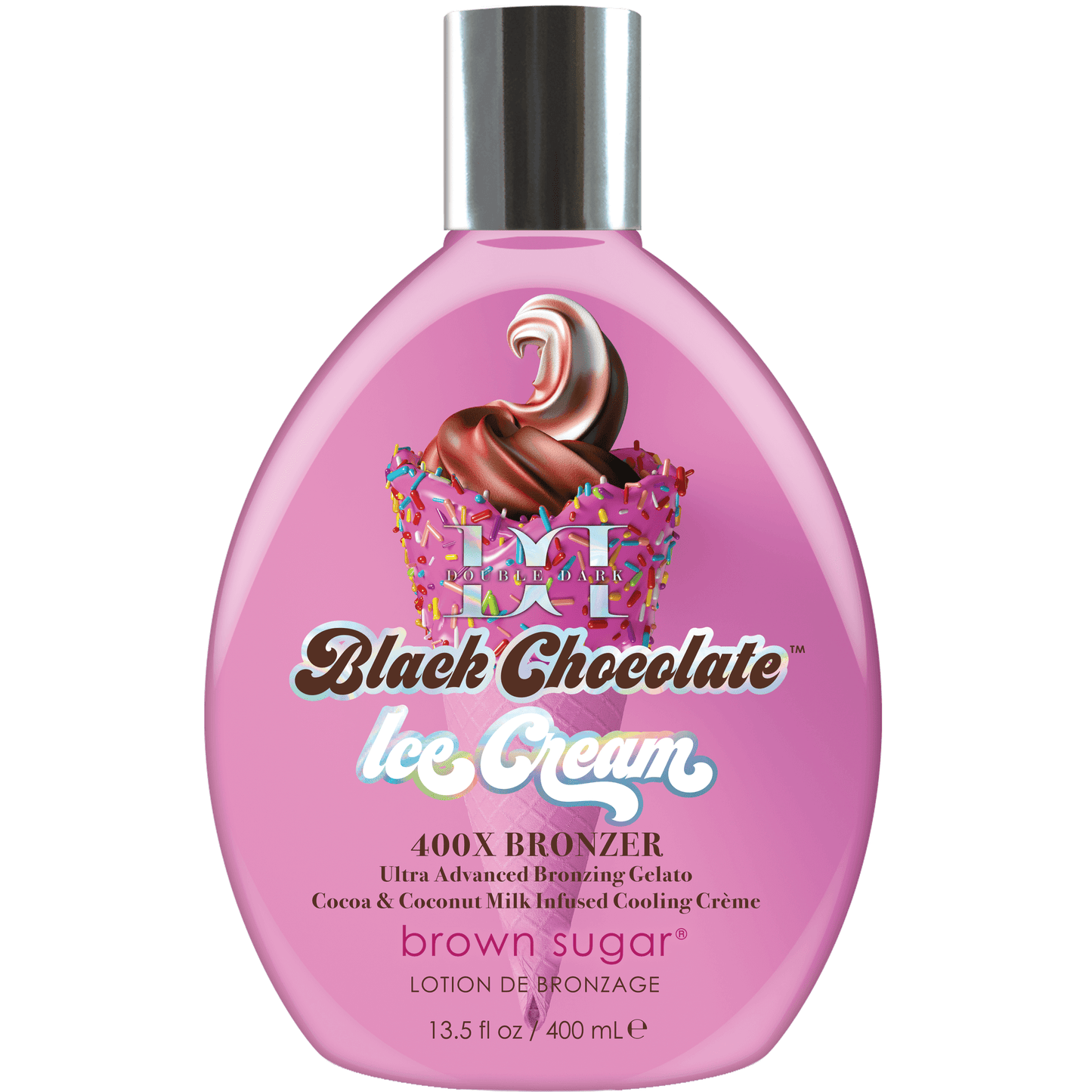 Krém pro solárium Brown Sugar Double Dark Ice Cream 400X Ultra Advanced bronzující gelato s kakaem, kokosem, 400 ml