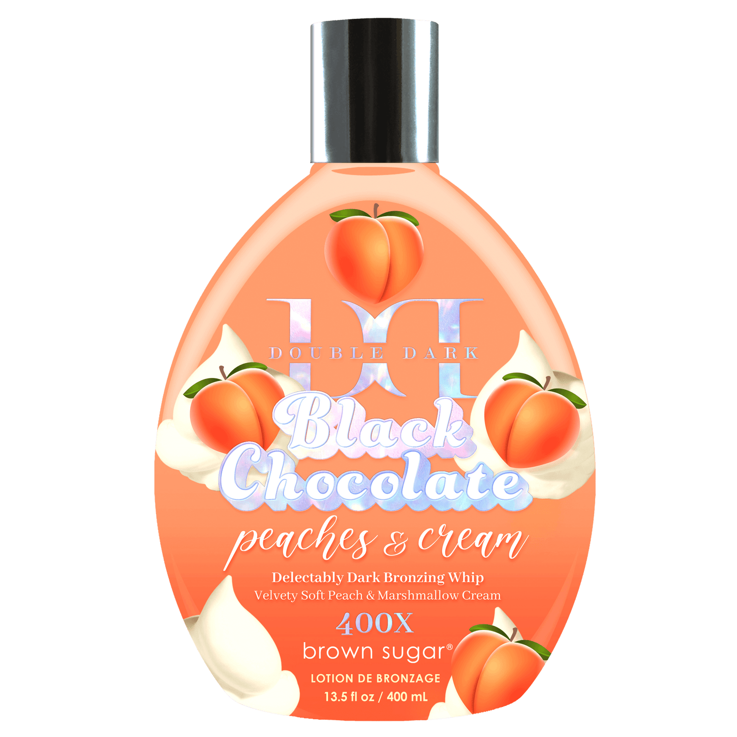 Cream for solarium Brown Sugar Double Dark Peaches & Cream 400X whip for dark natural tan and soft skin, 400 ml