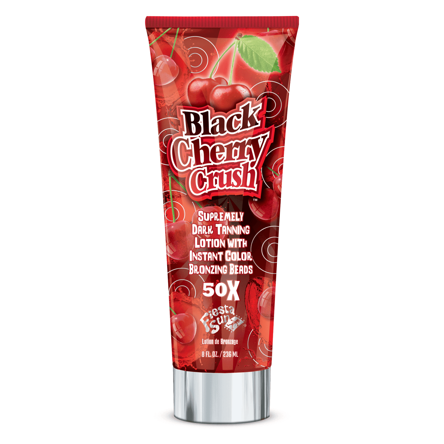 Fiesta Sun Black Cherry Crush 50x dark tanning lotion with instant bronzing beads