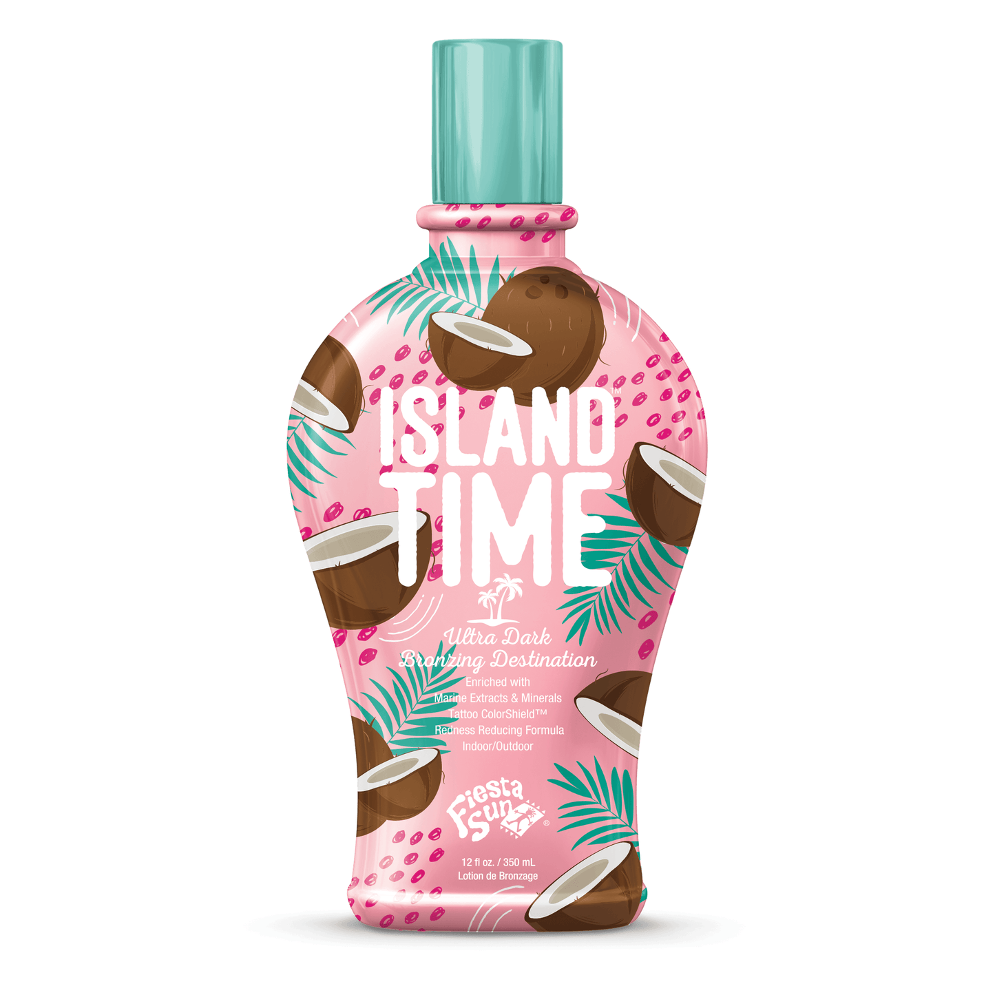Fiesta Sun Island Time Ultra Dark Bronzing Lotion with coconut and palm graphics