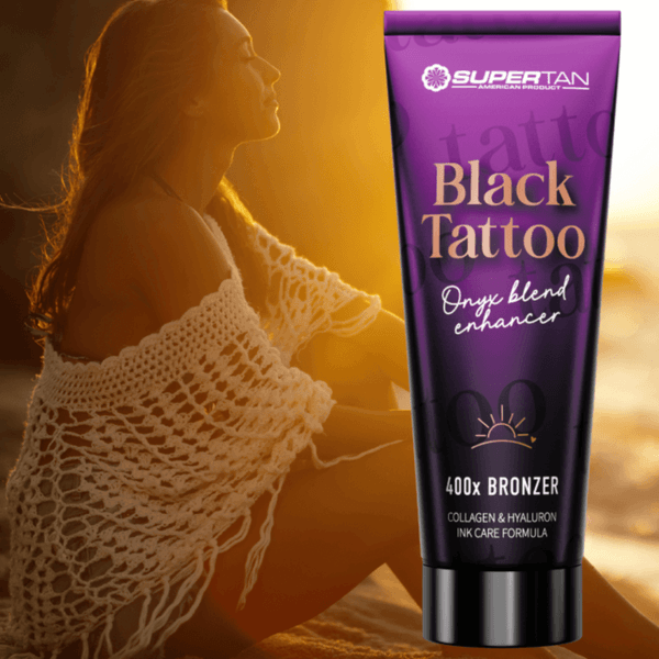 Cream for solarium Supertan Black Tattoo 400X bronzer, collagen, hyaluronic acid, 200 ml