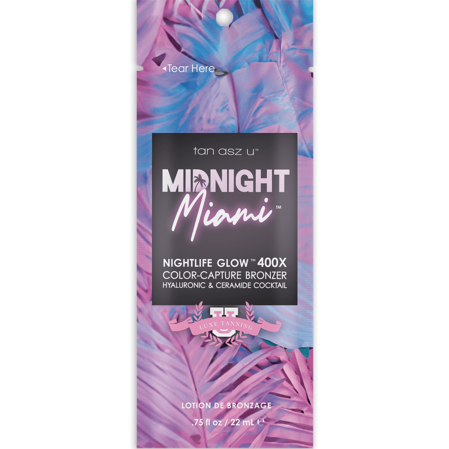 Cream for solarium Tan Asz U Midnight Miami 400X for glamour fast dark tan, 22 ml
