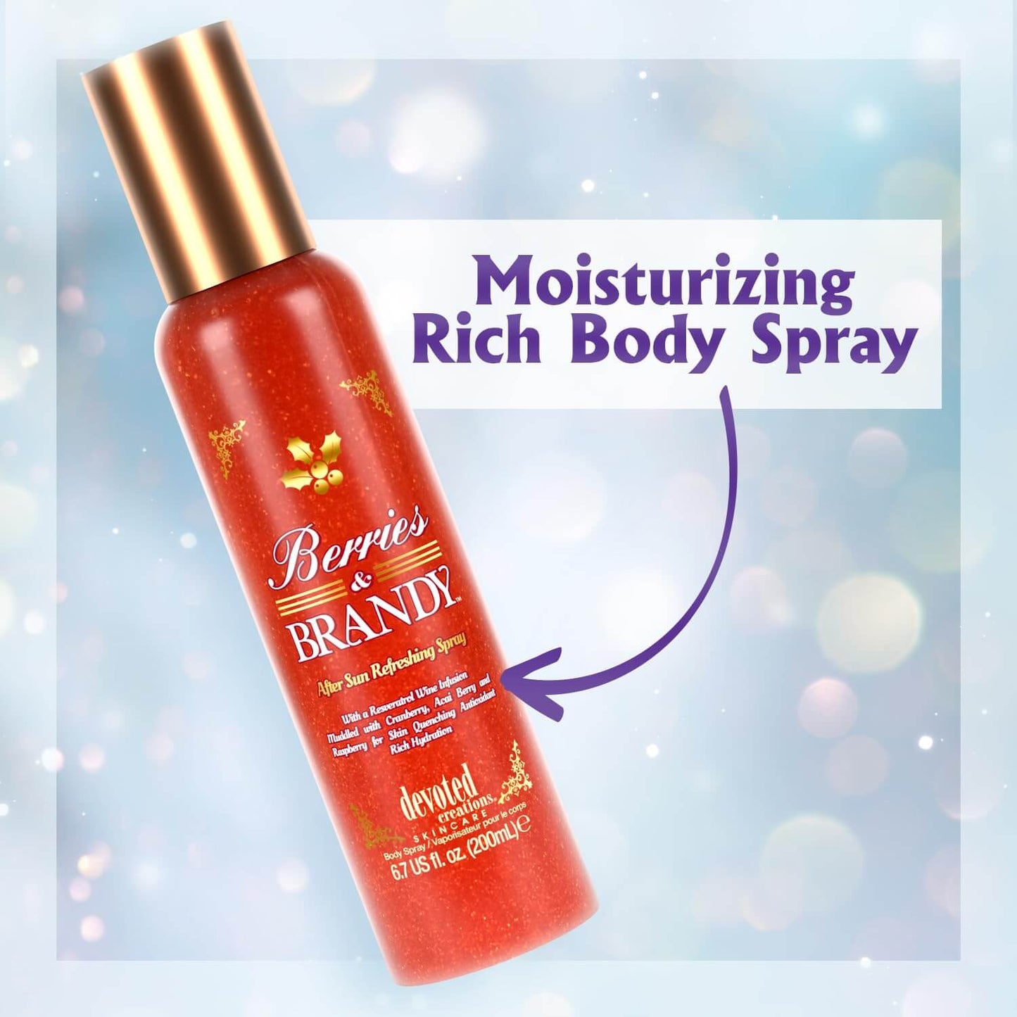 Devoted Creations Berries & Brandy Ultra-Hydrating After Sun Body Refreshing Spray, 200 ml