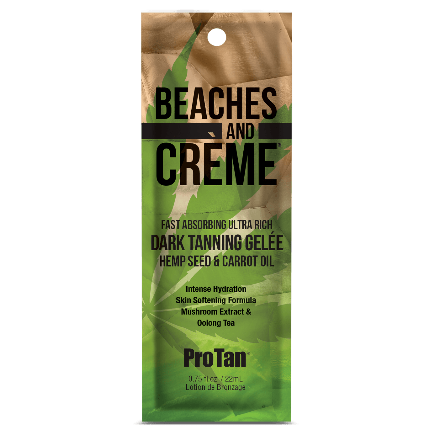 Pro Tan Solarium Accelerator sachet with carrot and hemp seed oil for fast absorbing dark tan