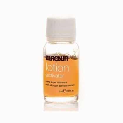 Eurosun Super Activator Serum 8ml amber liquid in clear glass bottle for deep tan