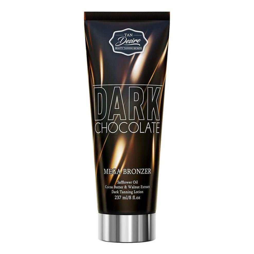 Crème pour solarium Tan Desire Dark Chocolate méga bronzant puissant avec beurre de cacao et extrait de noix, 237 ml