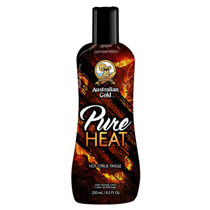 Australian Gold Pure Heat solarium accelerator with hot tingle effect, 250ml black bottle