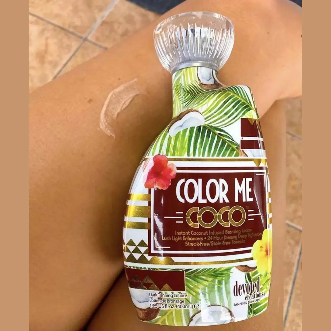 Accelerator for solarium Devoted Creations Color Me Coco for instant deep tan, visible anti-aging effect, 400 ml