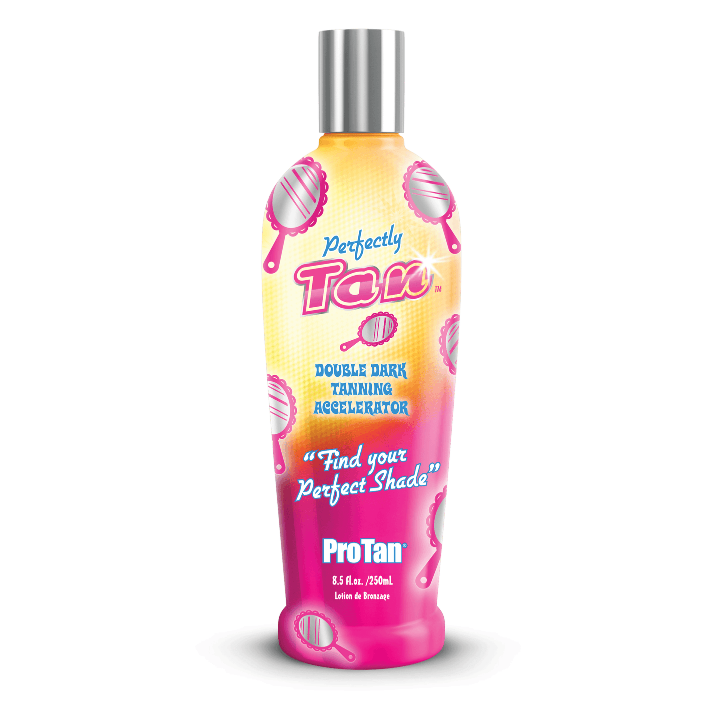 Pro Tan Double Dark Tanning Accelerator 250ml bottle with gradient yellow pink label