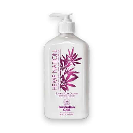 Australian Gold Hemp Nation Sugar Plum Cookie after tan lotion pump bottle