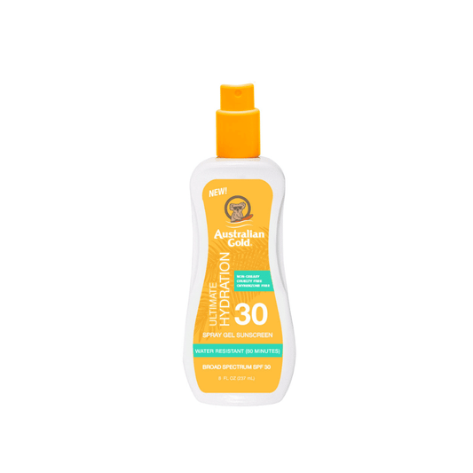 Australian Gold SPF 30 spray gel sunscreen, non-greasy and water-resistant