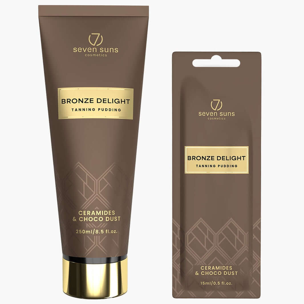 Cream for solarium 7suns Bronze Delight Tanning Pudding with ceramides, choco dust, 250 ml