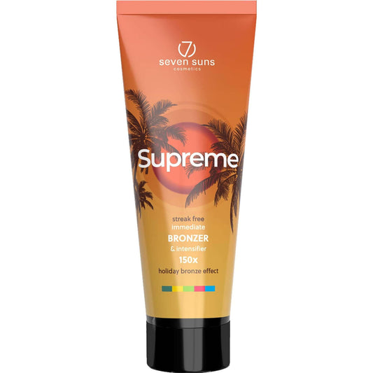 Cream for solarium 7suns Supreme Bronzer for dark tan, comprehensive skin care, 250 ml