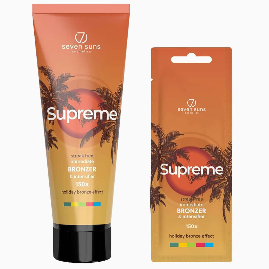 Cream for solarium 7suns Supreme Bronzer for dark tan, comprehensive skin care, 250 ml