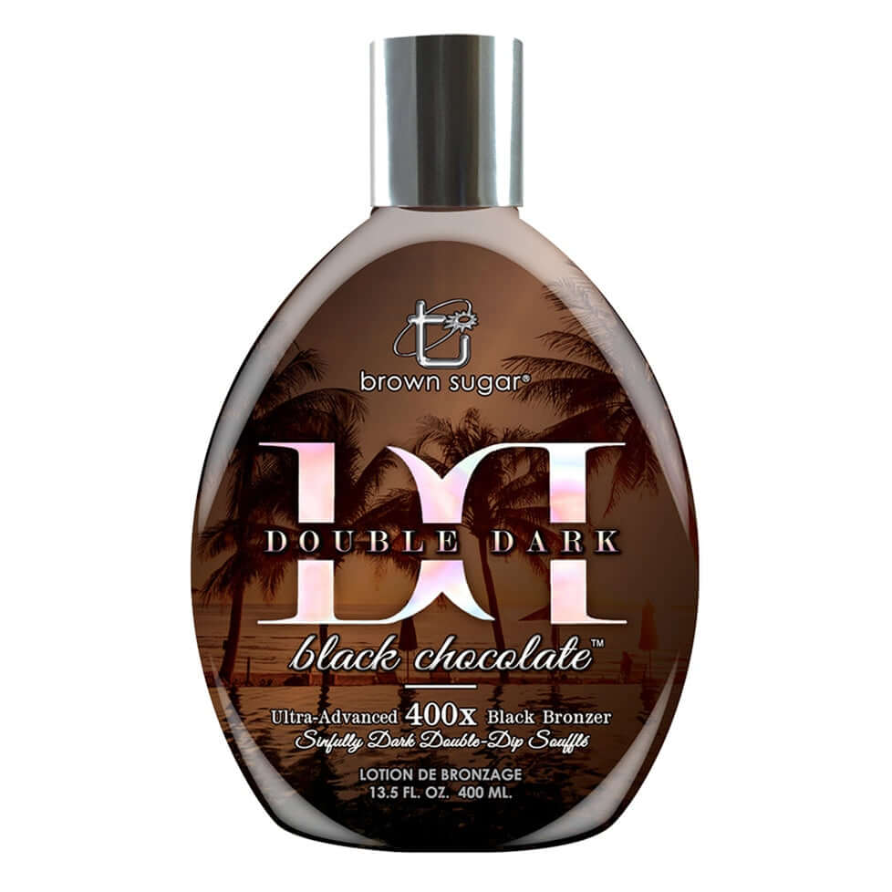 Cream for solarium Brown Sugar Double Dark Black Chocolate 400X with double bronzers, shea butter, coconut for fast tan and youthful skin, 400 ml