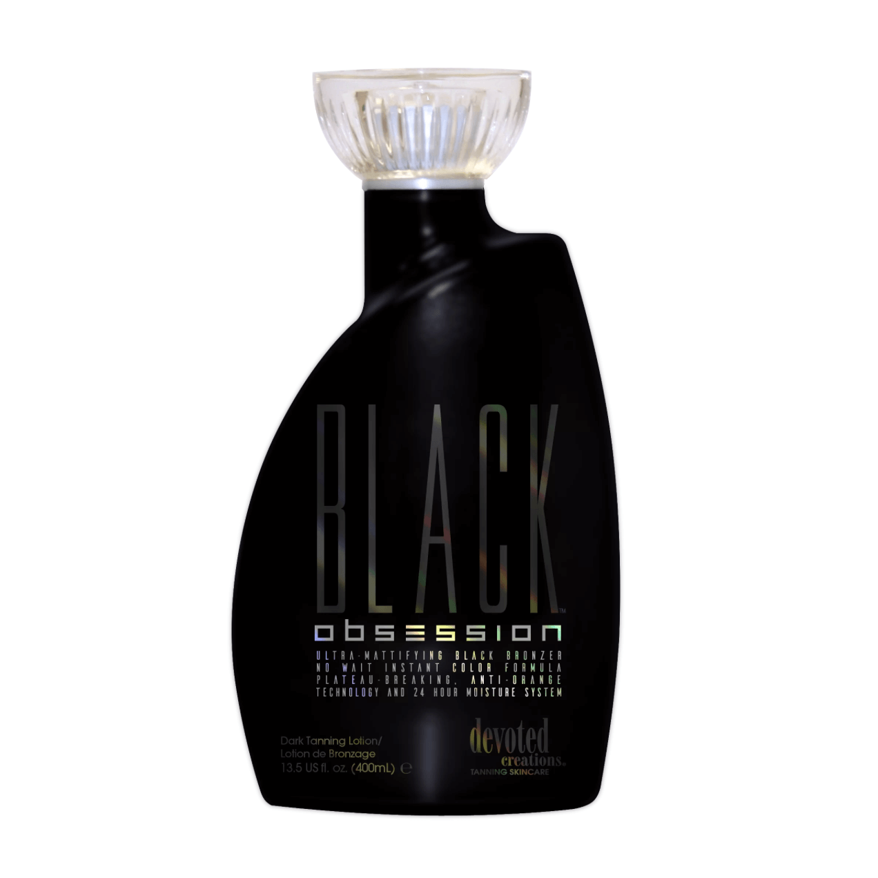 Cream for solarium Devoted Creations Black Obsession, Ultra-Mattifying Black Tan Lotion, Instant Color Formula, 400 ml