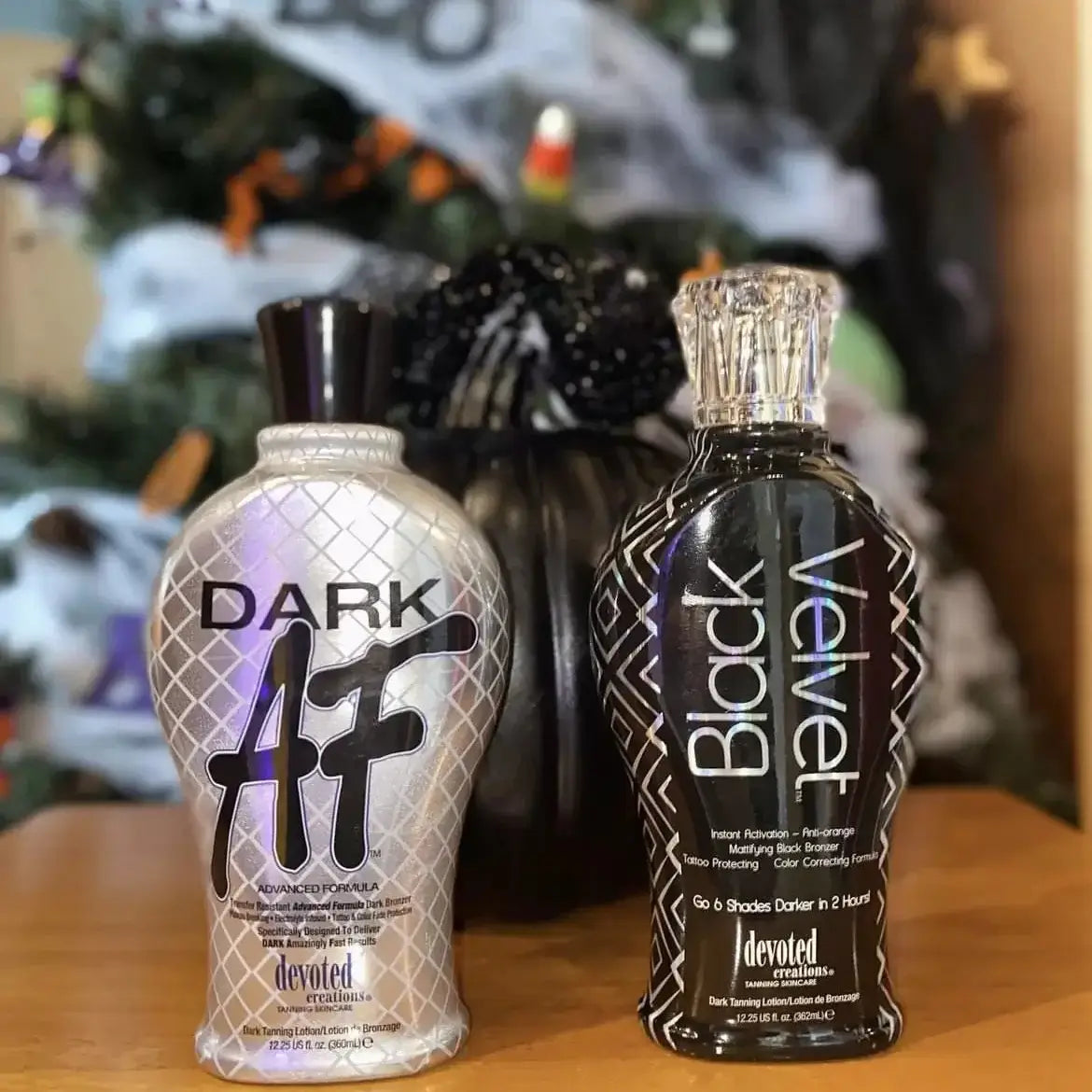 Cream for solarium Devoted Creations Black Velvet for instant dark tan, skin imperfections mattifying effect, 360 ml