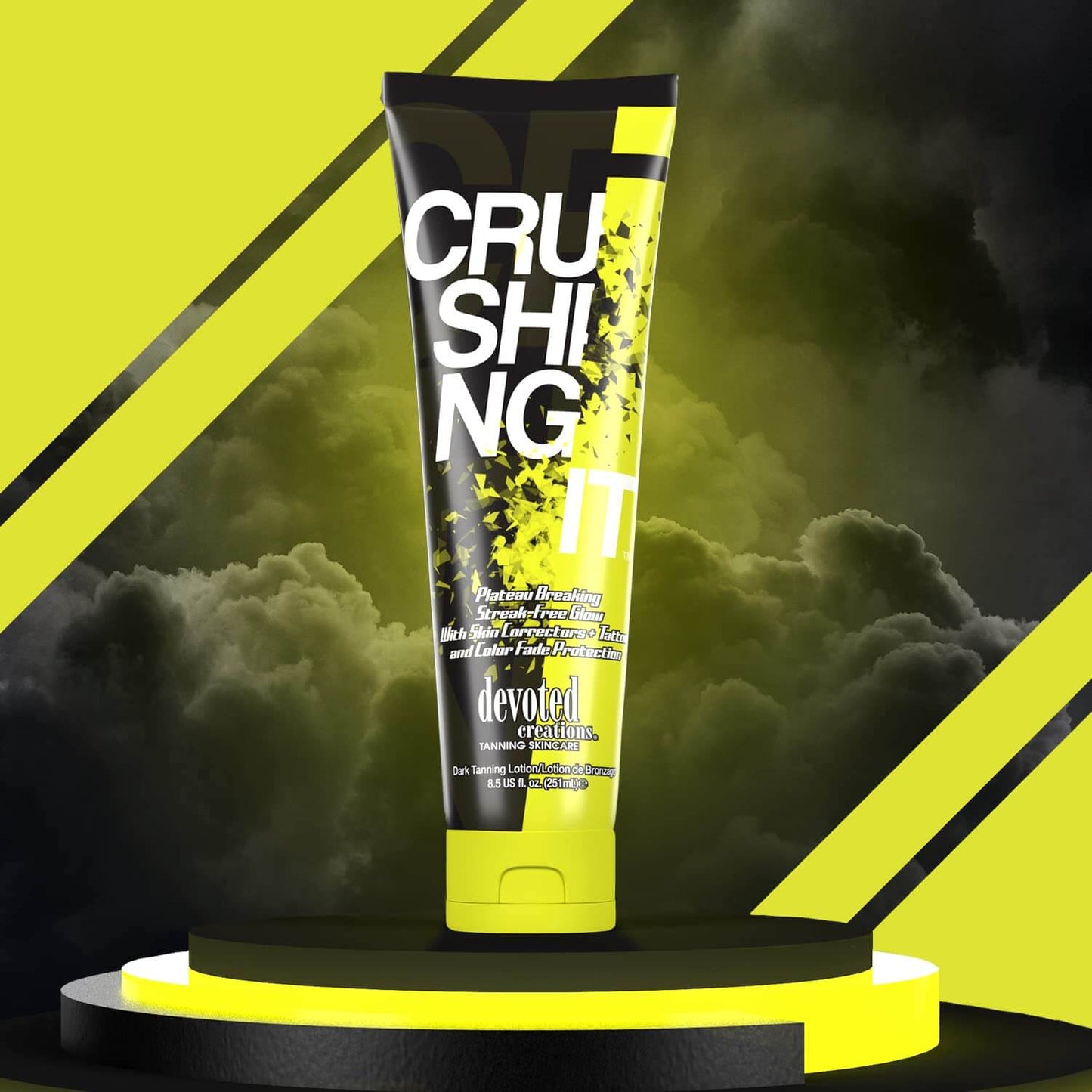 Cream for solarium Devoted Creations Crushing It, Plateau Breaking Natural Bronzing Lotion for sensitive skin, 251 ml