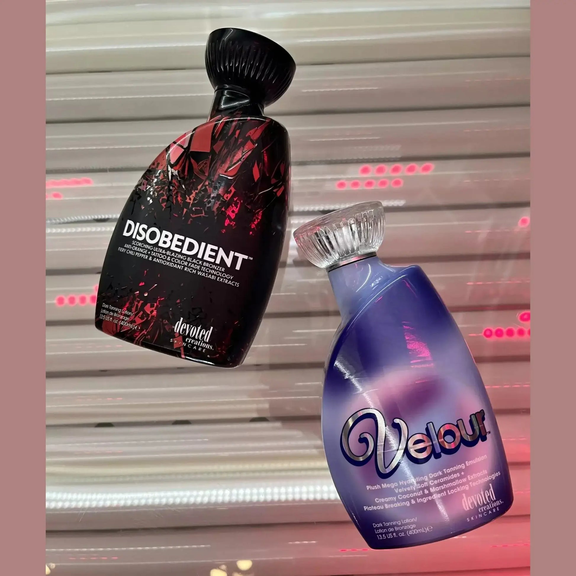 Cream for solarium Devoted Creations Disobedient, Ultra-Blazing Black Tan Lotion with chili pepper and wasabi extracts, 400 ml