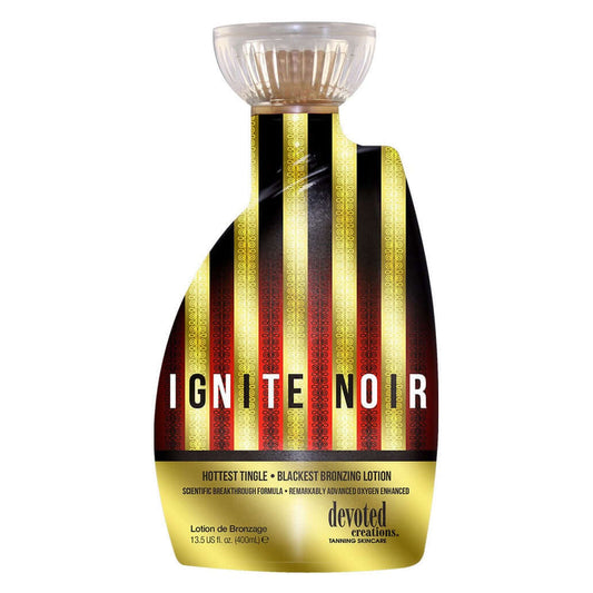 Cream for solarium Devoted Creations Ignite Noir, Hottest Tingle Blackest Lotion for perfect tan, Oxygen Enhanced, 400 ml