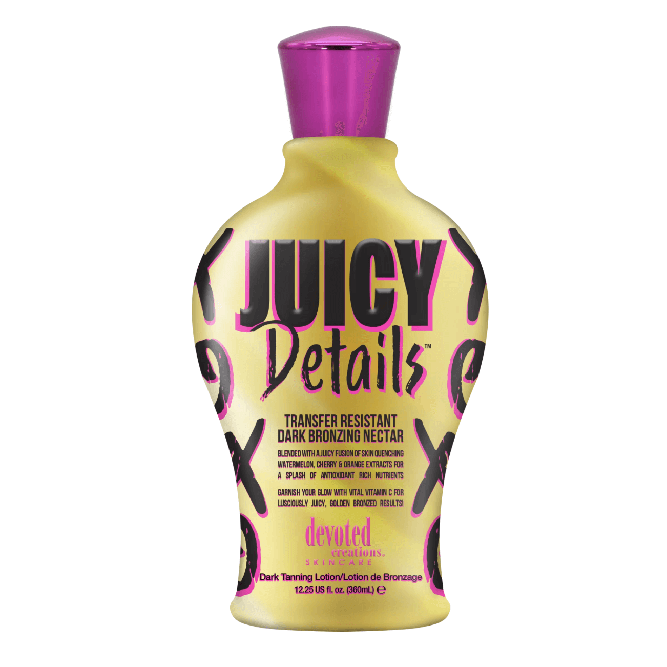 Cream for solarium Devoted Creations Juicy Details for instant ultra-dark tan, anti-aging, anti-cellulite effect, 360 ml