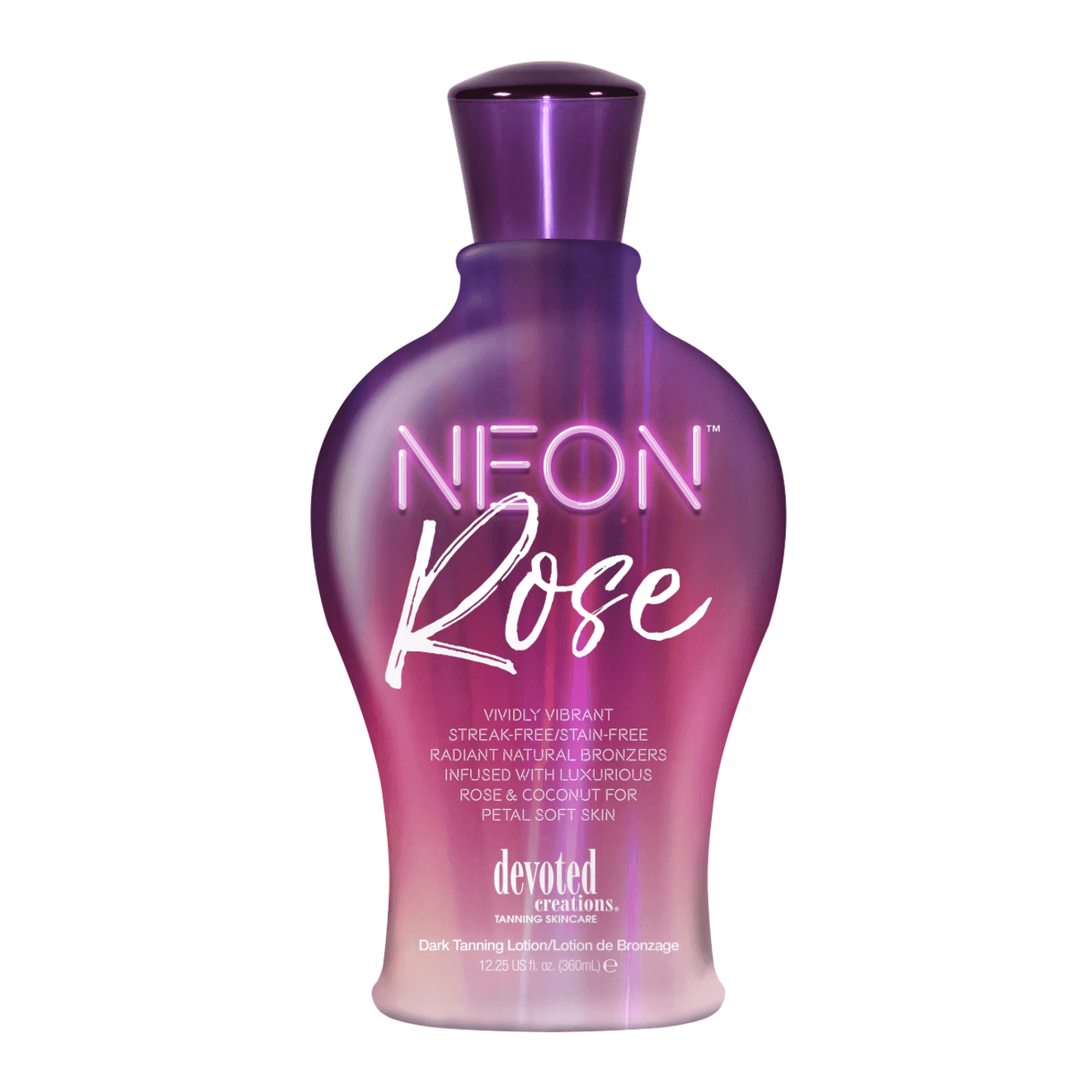 Cream for solarium Devoted Creations Neon Rose for dark glamour tan and youthful skin, 360 ml