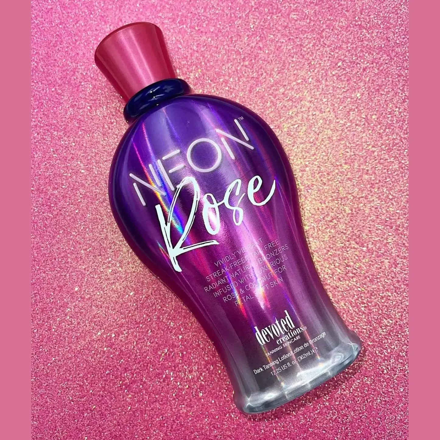 Cream for solarium Devoted Creations Neon Rose for dark glamour tan and youthful skin, 360 ml