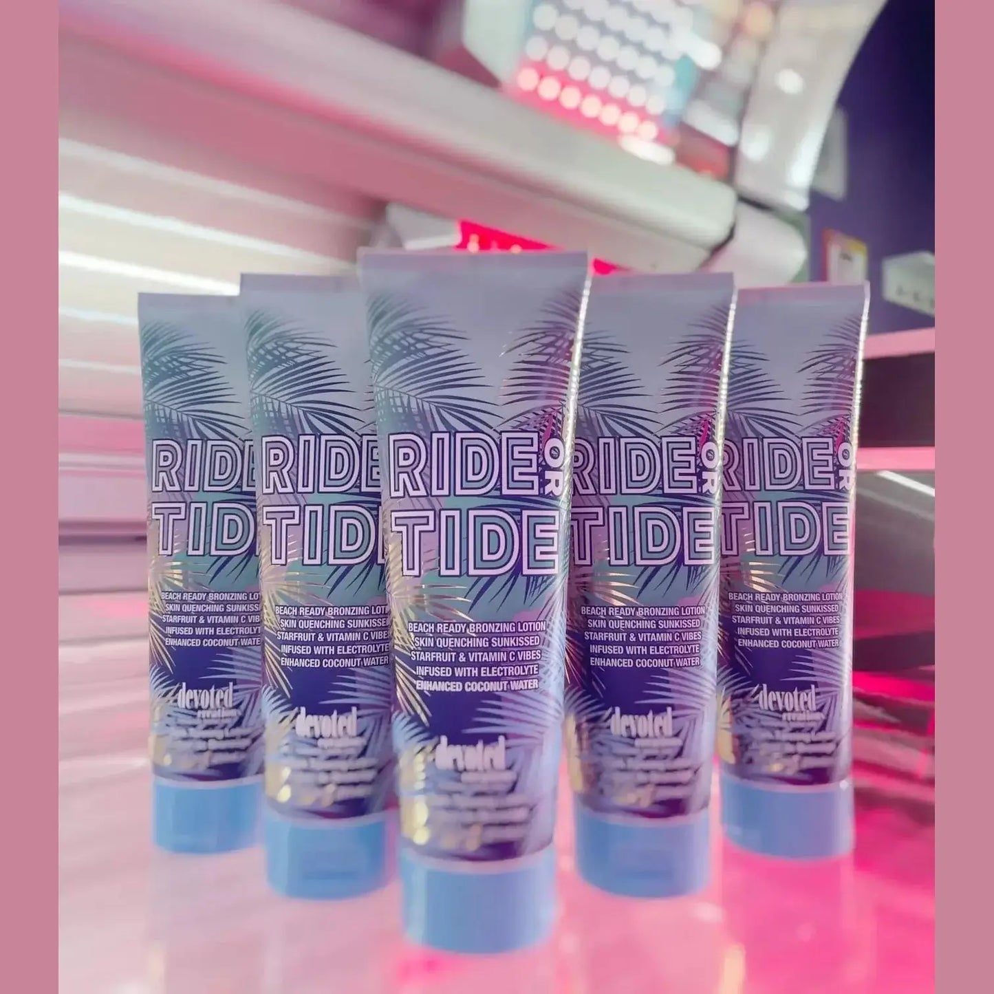 Cream for solarium Devoted Creations Ride or Tide for beach bronze tan, with hydrating mango butter, vitamin C, 251 ml