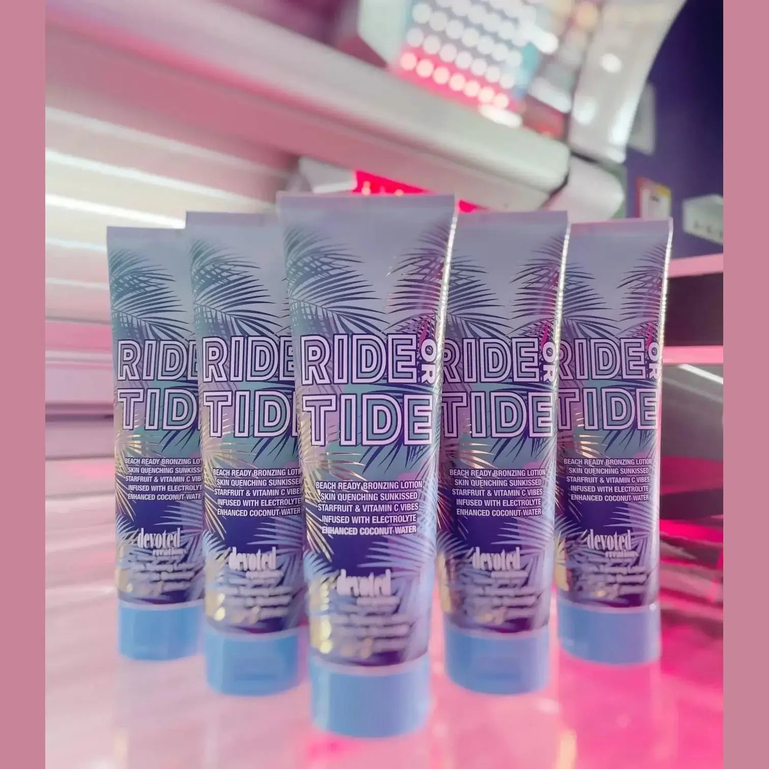 Cream for solarium Devoted Creations Ride or Tide for beach bronze tan, with hydrating mango butter, vitamin C, 251 ml