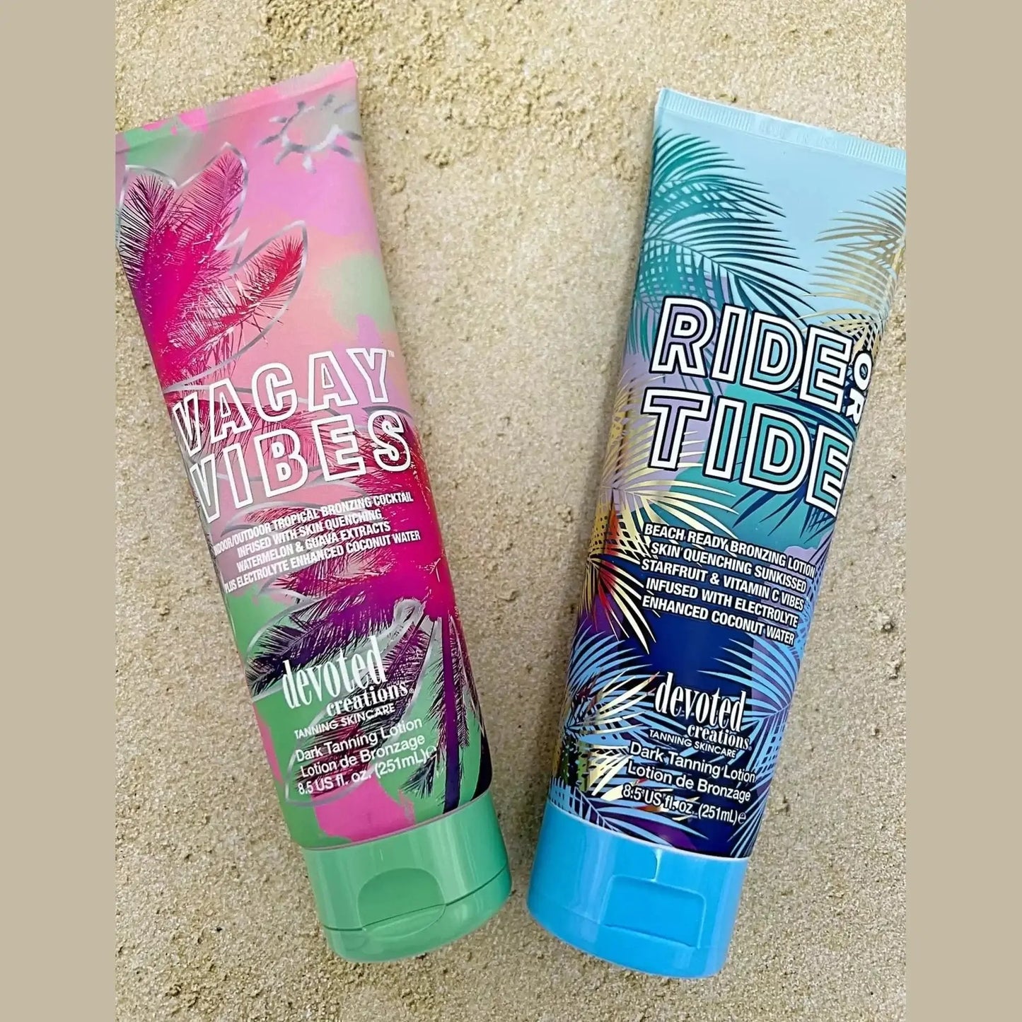 Cream for solarium Devoted Creations Ride or Tide for beach bronze tan, with hydrating mango butter, vitamin C, 251 ml