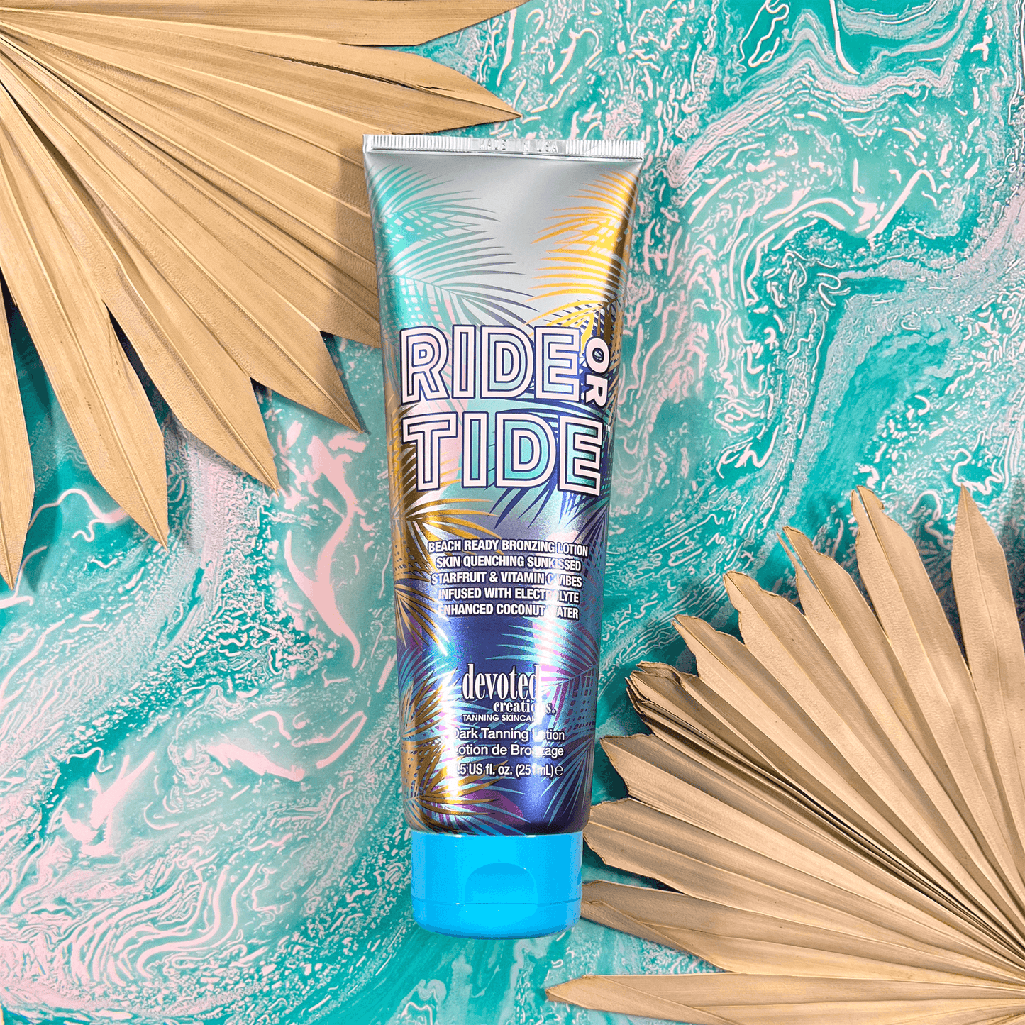 Cream for solarium Devoted Creations Ride or Tide for beach bronze tan, with hydrating mango butter, vitamin C, 251 ml
