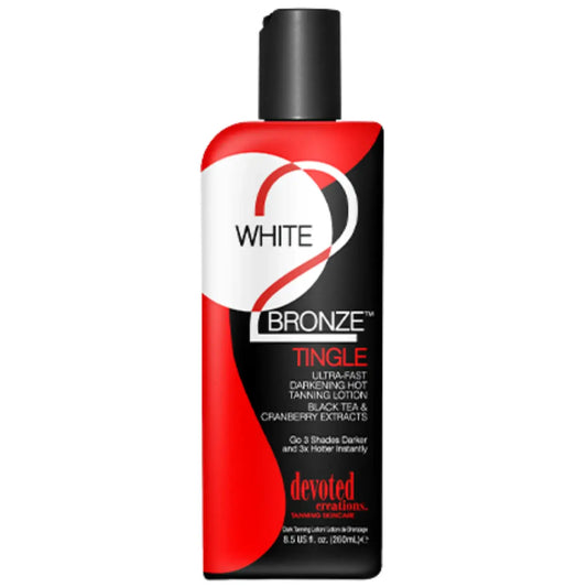 Cream for solarium Devoted Creations White 2 Bronze Tingle for ultra-fast dark tan, black tea, cranberry extracts, 260 ml
