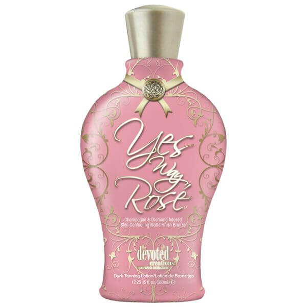 Cream for solarium Devoted Creations Yes Way Rosé, Skin Contouring Dark Tan Lotion, Champagne and Diamond infusion, Matte Finish, 360 ml