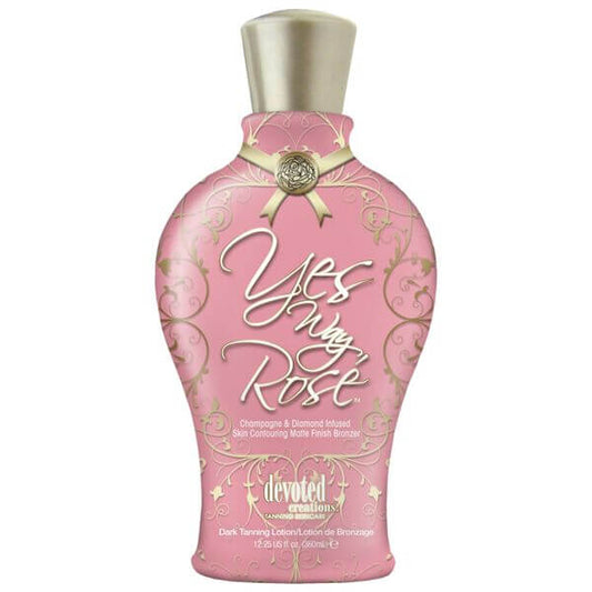 Cream for solarium Devoted Creations Yes Way Rosé, Skin Contouring Dark Tan Lotion, Champagne and Diamond infusion, Matte Finish, 360 ml