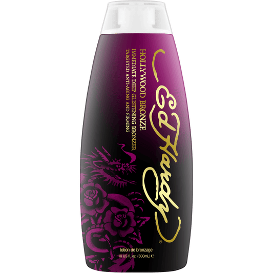 Cream for solarium Ed Hardy Hollywood Bronze Immediate Deep Dark Glistening Bronzing Lotion with Anti-Aging and Firming effect, DHA-free, 300 ml