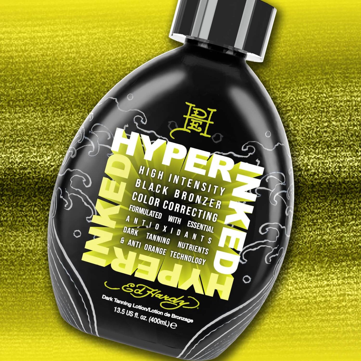 Cream for solarium Ed Hardy Hyper Inked Black, color-correcting agents, antioxidant, 400 ml