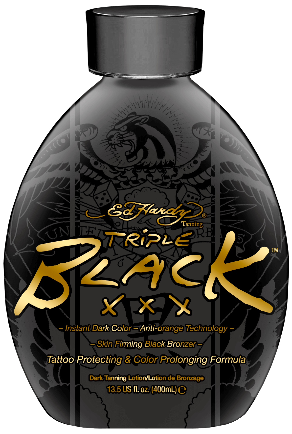 Cream for solarium Ed Hardy Triple Black XXX Skin Firming, Instant Dark Color, 400 ml