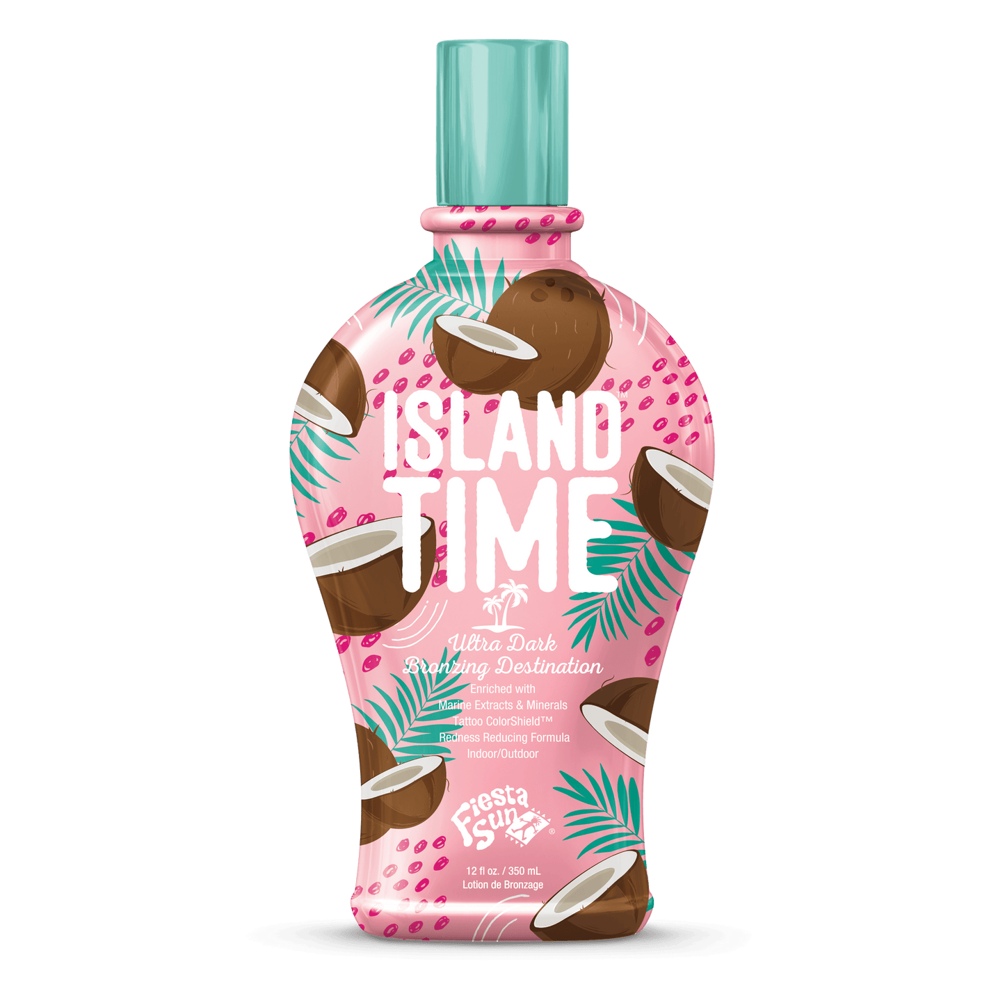 Fiesta Sun Island Time Ultra Dark Bronzing Lotion with coconut and palm graphics