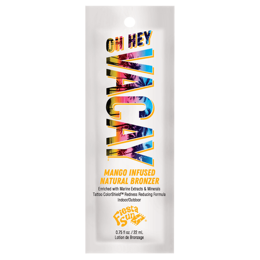Fiesta Sun Oh Hey Vacay Mango Bronzer Sachet with Tattoo ColorShield and Redness Reducing Formula