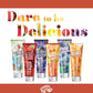 Fiesta Sun Dare to be Delicious collection of six fruit-flavored tanning lotion tubes