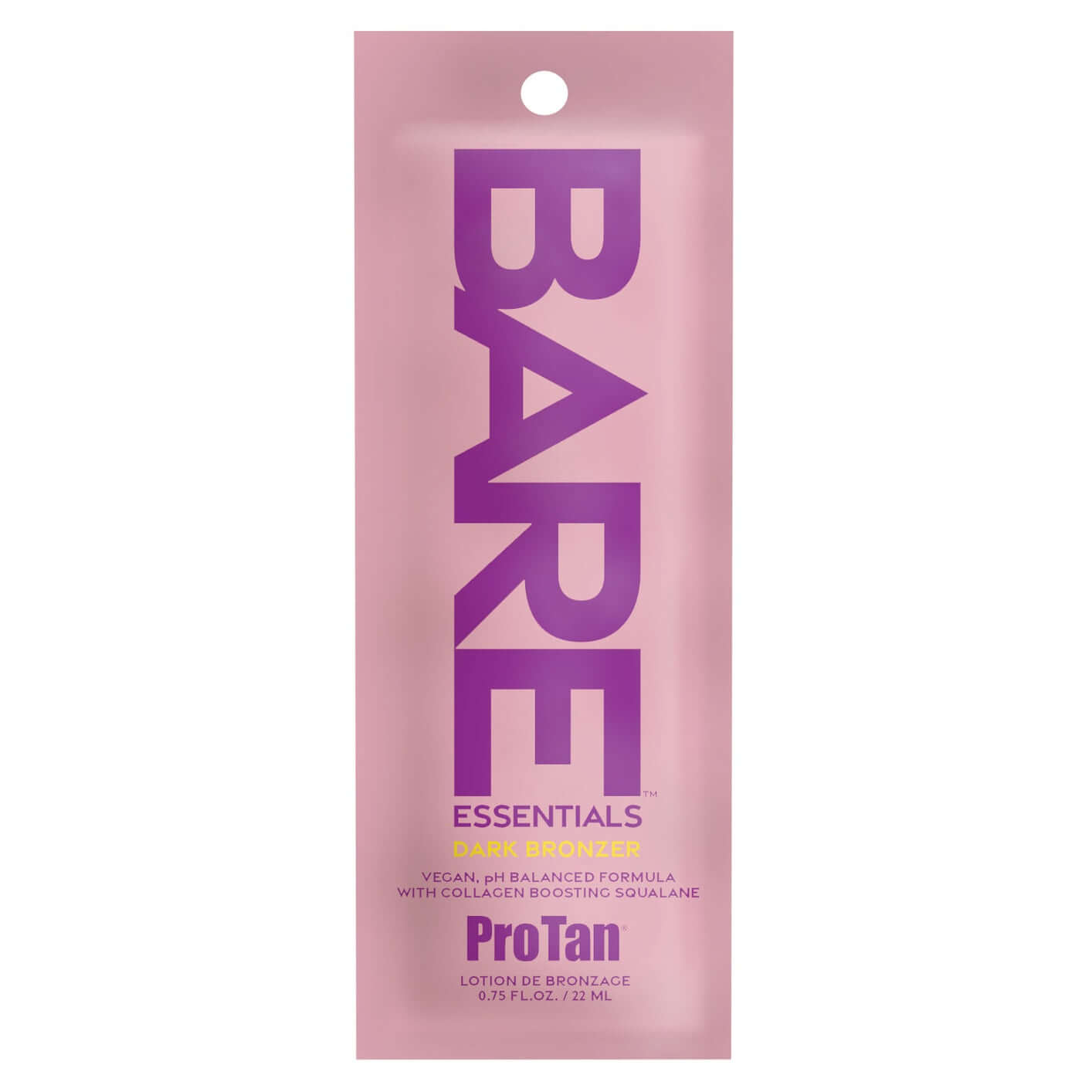 Pro Tan Bare Essentials Dark Bronzer 22ml matte pink sachet with vegan collagen boosting formula