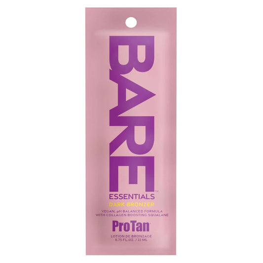 Pro Tan Bare Essentials Dark Bronzer 22ml matte pink sachet with vegan collagen boosting formula