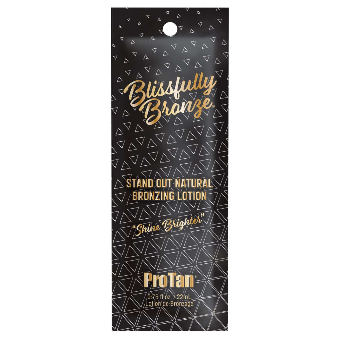 Pro Tan Blissfully Bronze natural bronzing lotion 22ml black packaging with gold text