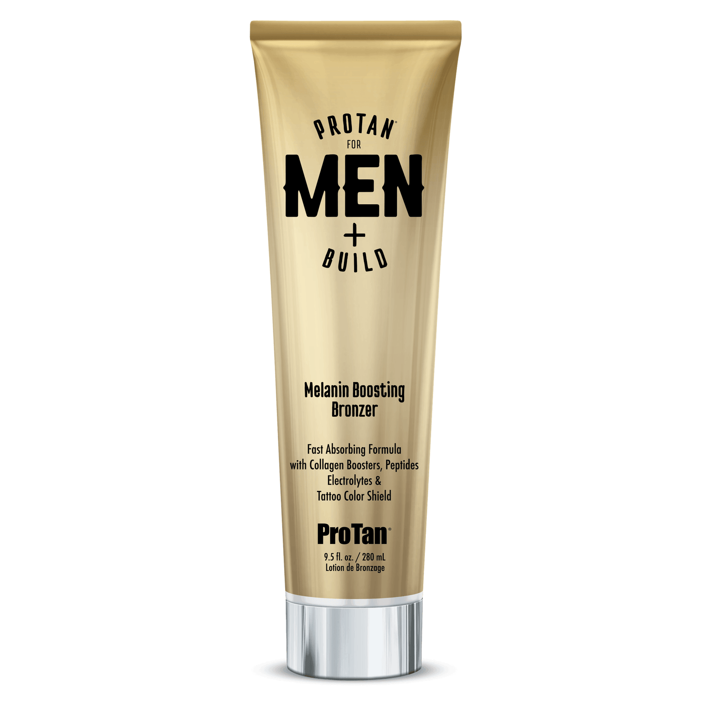 Pro Tan Men + Build melanin boosting tanning cream with bronzer and collagen boosters