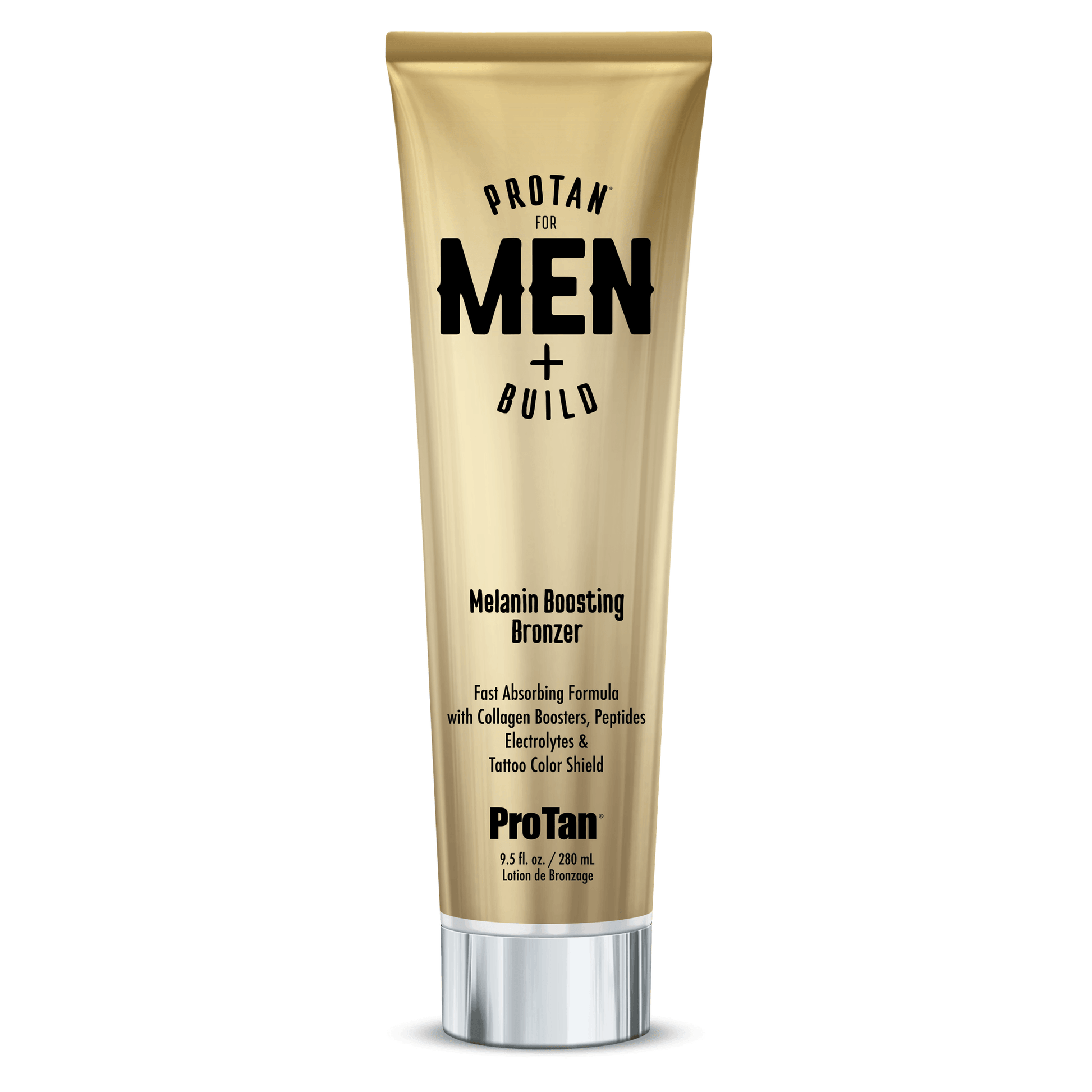 Pro Tan Men + Build melanin boosting tanning cream with bronzer and collagen boosters