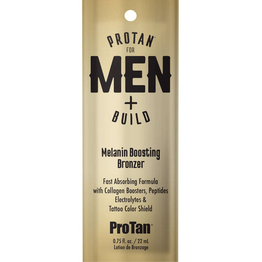 Pro Tan Men + Build solarium cream with melanin boosting bronzer and collagen boosters