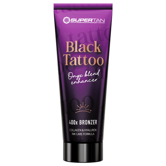 Cream for solarium Supertan Black Tattoo 400X bronzer, collagen, hyaluronic acid, 200 ml