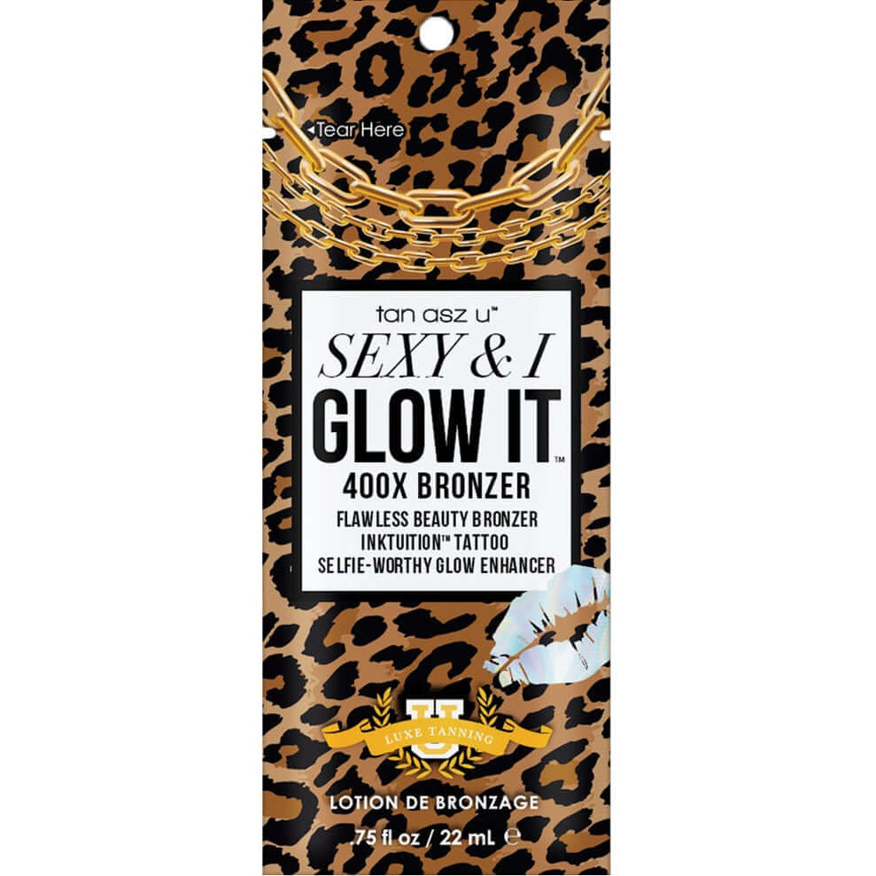 Cream for solarium Tan Asz U Double Shot Sexy & I Glow it 400X, Flawless Bronzer, Tattoo Enhancer, Selfie Formula. 22 ml